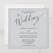 Classic Modern Dusty Blue Cool Script Weddenschap (Voorkant / Achterkant)