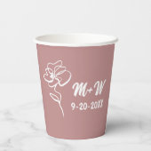Classic & Modern Dusty Roos Roze Bloemen Schets Papieren Bekers (Achterkant)