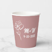 Classic & Modern Dusty Roos Roze Bloemen Schets Papieren Bekers (Voorkant)