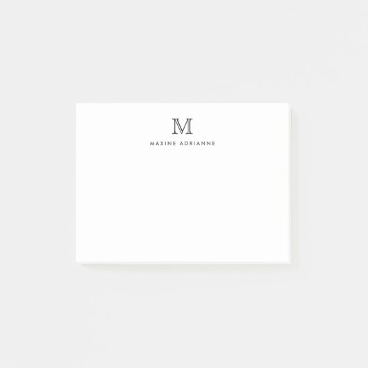 Classic Modern Eenvoudig Grijs Monogram Initiaal Post-it® Notes (Voorkant)