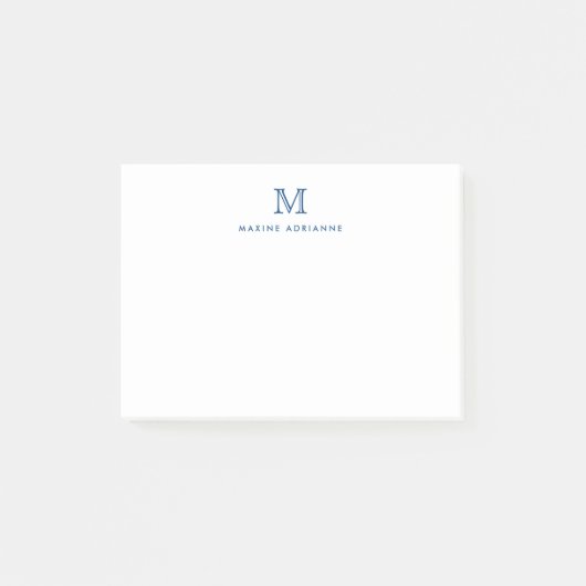 Classic Modern Elegant Navy Blue Monogram Initiaal Post-it® Notes (Voorkant)