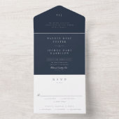 Classic Modern Elegant Stylish RSVP Wedding All In One Uitnodiging (Binnen)