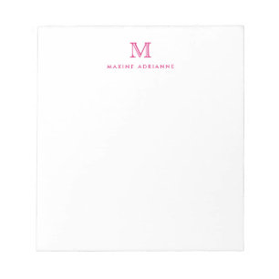 Classic modern Girly Magenta Pink Monogram Initiaa Notitieblok