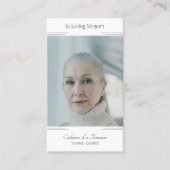 Classic Modern In Loving Memory Photo Prayer Card Visitekaartje (Voorkant)
