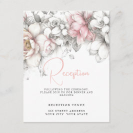 Classic Modern Ivory and Blush Floral  Informatiekaartje