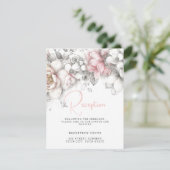 Classic Modern Ivory and Blush Floral  Informatiekaartje (Staand voorkant)