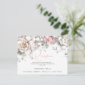 Classic Modern Ivory and Blush Floral Informatiekaartje (Staand voorkant)