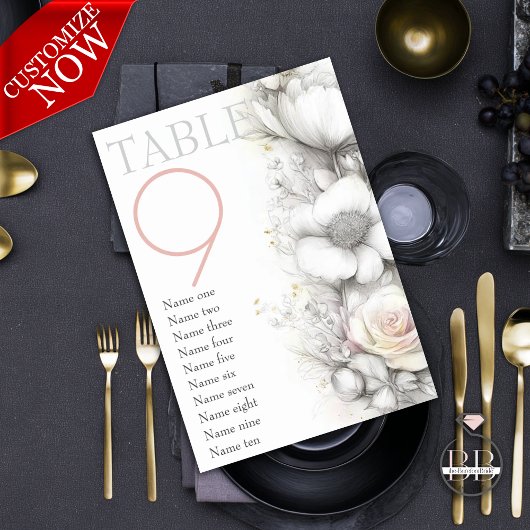 Classic Modern Ivory and Blush Floral  Kaart