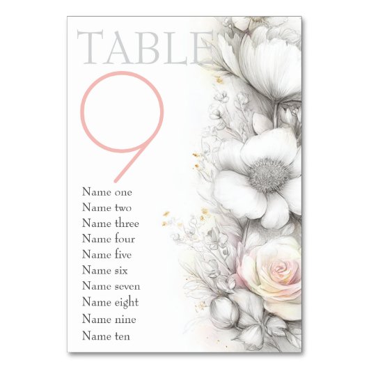 Classic Modern Ivory and Blush Floral  Kaart (Voorkant)