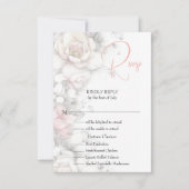 Classic Modern Ivory and Blush Floral  RSVP Kaartje (Voorkant)