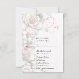 Classic Modern Ivory and Blush Floral  RSVP Kaartje