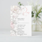 Classic Modern Ivory and Blush Floral  RSVP Kaartje (Staand voorkant)