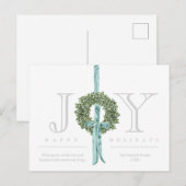 Classic Modern krans lint Waterverf Geen foto Feestdagenkaart (Voorkant / Achterkant)