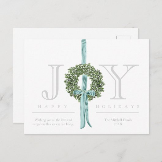 Classic Modern krans lint Waterverf Geen foto Feestdagenkaart (Voorkant / Achterkant)