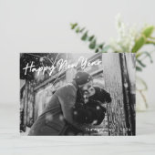 Classic Modern Lovely New Years Newlywed Photo Feestdagenkaart (Staand voorkant)