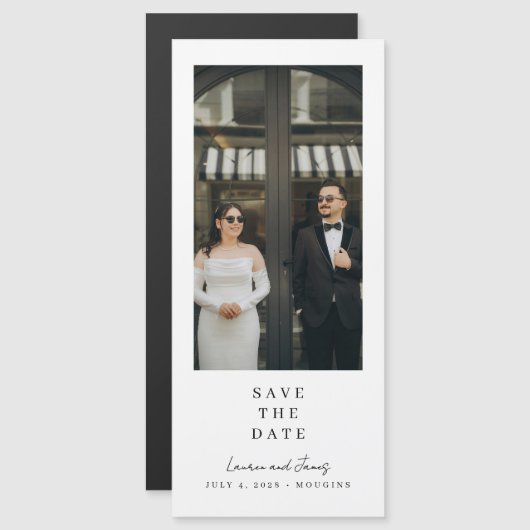 Classic Modern Magnetic Wedding Save The Date (Voorkant / Achterkant)