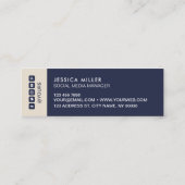 Classic Modern Midnight Blue & Beige Social Media Mini Visitekaartje (Achterkant)