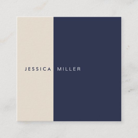 Classic Modern Midnight Blue & Beige Social Media Vierkante Visitekaartje (Voorkant)