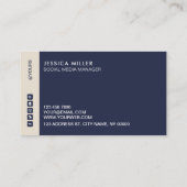 Classic Modern Midnight Blue & Beige Social Media Visitekaartje (Achterkant)