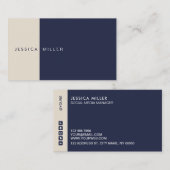 Classic Modern Midnight Blue & Beige Social Media Visitekaartje (Voorkant / Achterkant)