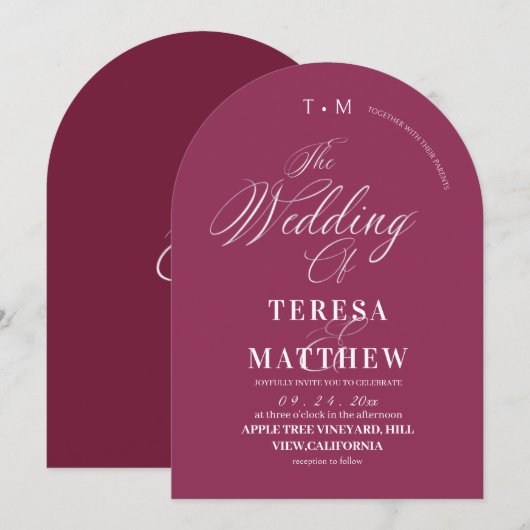 Classic Modern Minimal Pink Wedding  Kaart (Voorkant / Achterkant)