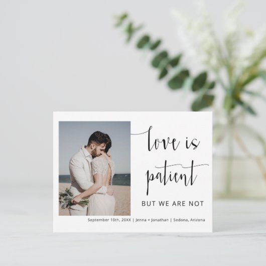 Classic Modern Minimal Script Photo Elopement Briefkaart (Staand voorkant)