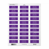 Classic Modern Minimalistisch Paarse Naam Adres Etiket (Full Sheet)
