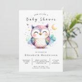 Classic Modern Owl Baby shower Kaart (Staand voorkant)