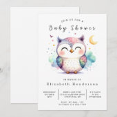 Classic Modern Owl Baby shower Kaart (Voorkant / Achterkant)