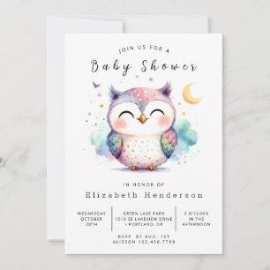 Classic Modern Owl Baby shower Kaart