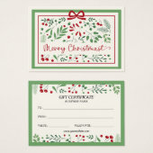 Classic Modern  Rood Groen Bloemen Kerst Visitekaartje (Voorkant /achterkant)