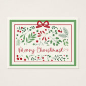 Classic Modern  Rood Groen Bloemen Kerst Visitekaartje (Voorkant)