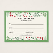 Classic Modern  Rood Groen Bloemen Kerst Visitekaartje (Achterkant)