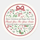 Classic Modern  Rood Groen Bloemen Ronde Sticker (Voorkant)