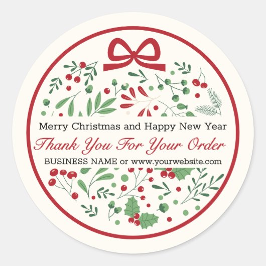 Classic Modern  Rood Groen Bloemen Ronde Sticker (Voorkant)