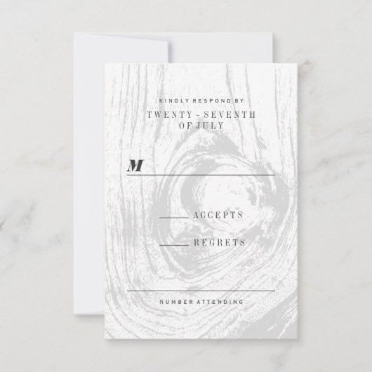 Classic Modern Rustic Wood Grain Winter Wedding RSVP Kaartje (Voorkant)