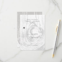 Classic Modern Rustic Wood Grain Winter Wedding RSVP Kaartje