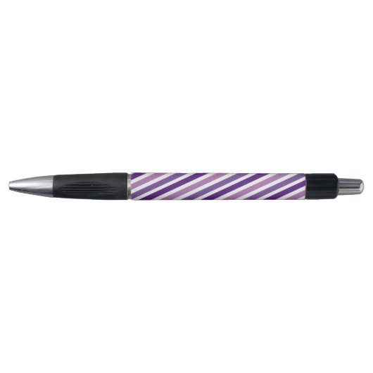 Classic Modern Schattige Chic Paarse & Witte Strep Pen (Voorkant)