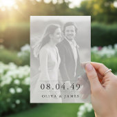 Classic Modern Script Photo Wedding Invitation Kaart