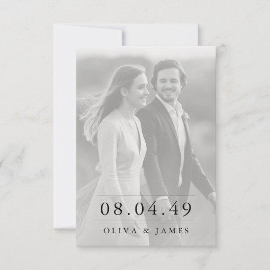 Classic Modern Script Photo Wedding Invitation Kaart (Voorkant)