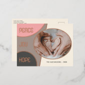 Classic Modern Seasons Greetings Roos Gold Folie Feestdagen Briefkaart (Voorkant / Achterkant)