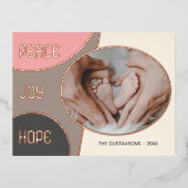 Classic Modern Seasons Greetings Roos Gold Folie Feestdagen Briefkaart (Voorkant)