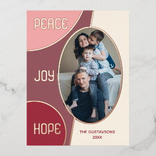Classic Modern Seasons Greetings Roos Gold Folie Feestdagen Briefkaart