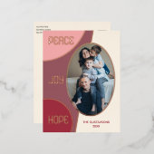 Classic Modern Seasons Greetings Roos Gold Folie Feestdagen Briefkaart (Voorkant / Achterkant)