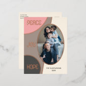 Classic Modern Seasons Greetings Roos Gold Folie Feestdagen Briefkaart (Voorkant / Achterkant)