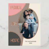 Classic Modern Seasons Greetings Roos Gold Folie Feestdagen Briefkaart (Voorkant)