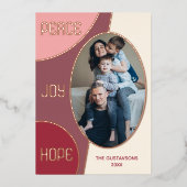 Classic Modern Seasons Greetings Roos Gold Folie Feestdagenkaart (Voorkant)