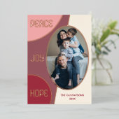 Classic Modern Seasons Greetings Roos Gold Folie Feestdagenkaart (Staand Voorkant)
