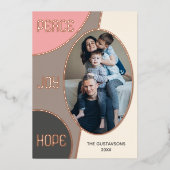 Classic Modern Seasons Greetings Roos Gold Folie Feestdagenkaart (Voorkant)