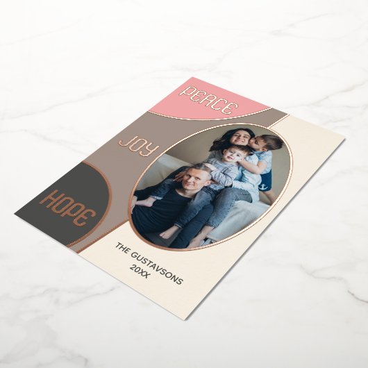 Classic Modern Seasons Greetings Roos Gold Folie Feestdagenkaart (Gedraaid)